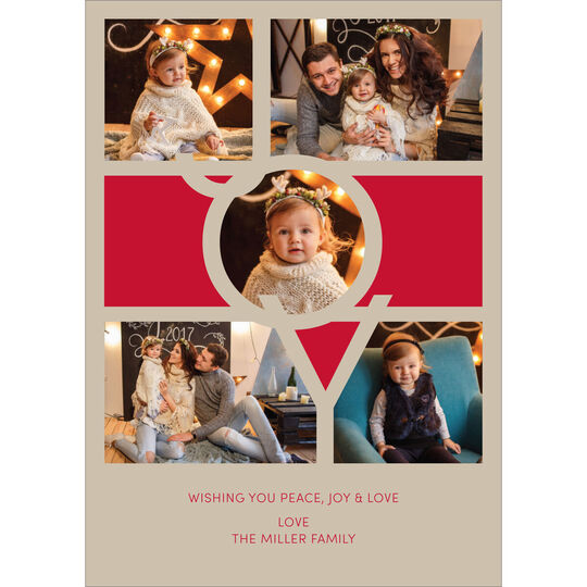 Tan Joy Collage Photo Cards